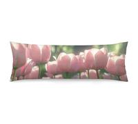 ERSTSNCK Blooming Peach Tulips Body Pillow Pillowcase 20"x54" Lumbar Throw Pillow Covers with Hidden Zipper Breathable & Cozy Full Long Bodypillow Case Cover for Sleeping Bedroom Couch Sofa Decor
