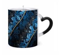 ERSTSNCK Blue And Black Pattern Color Changing Mug Heat Changing Coffee Mugs Funny Magic Cup Heat Sensitive Travel Mug Novelty Coffee Cups Personalized Customized Gift Idea for Men & Women 11 Oz