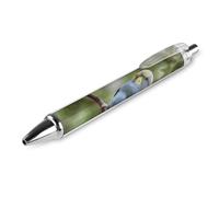 ERSTSNCK Blue And Green Parakeets Black Ballpoint Pens Fine Point (0.5mm) Black Ink Pen Retractable Ball Point Pens with Comfortable Full Grip for Journaling, And Office Writing Ideal 1 PCS