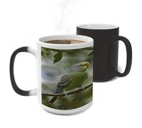ERSTSNCK Blue And Green Parakeets Color Changing Mug Heat Changing Coffee Mug Funny Magic Cup Heat Sensitive Travel Mugs Novelty Coffee Cups Personalized Customized Gift for Men Women 11 Oz