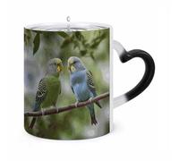 ERSTSNCK Blue And Green Parakeets Color Changing Mug Heat Changing Coffee Mugs Funny Magic Cup Heat Sensitive Travel Mug Novelty Coffee Cups Personalized Customized Gift Idea for Men & Women 11 Oz