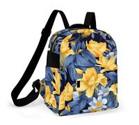 ERSTSNCK Blue Base Yellow Floral Small Backpack for Women Mini Backpack Purse Travel Fashion Roomy Shoulder Handbag