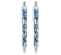 ERSTSNCK Blue Butterflies White Flowers Black Ballpoint Pens Fine Point (0.5mm) Black Ink Pen Retractable Ball Point Pens with Comfortable Full Grip for Journaling, And Office Writing Ideal 2 PCS