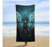 ERSTSNCK Blue Butterfly Pattern Beach Towel Oversized 31" X 63" Absorbent Towels Quick Dry Pool Towel Lightweight Bath Towels Sandproof Beach Blanket for Gym Swimming Sports Travel Gifts