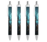 ERSTSNCK Blue Butterfly Pattern Black Ballpoint Pens Fine Point (0.5mm) Black Ink Pen Retractable Ball Point Pens with Comfortable Full Grip for Journaling, And Office Writing Ideal 4 PCS