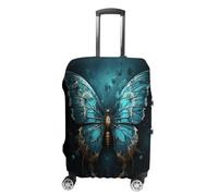 ERSTSNCK Blue Butterfly Pattern Luggage Suitcase Covers Elastic Washable Cute Luggage Protector Travel Suitcase Protective Cover For Adult (Fit 19-32 Inch Luggages) X-Large, white, S, Blue Butterfly