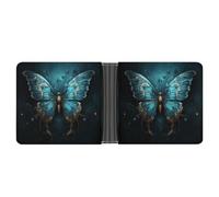 ERSTSNCK Blue Butterfly Pattern Wallet for Men Bifold Rfid Blocking Slim Money Clip Front Pocket Wallet Card Holder