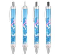 ERSTSNCK Blue Dolphin Black Ballpoint Pens Fine Point (0.5mm) Black Ink Pen Retractable Ball Point Pens with Comfortable Full Grip for Journaling, And Office Writing Ideal 4 PCS