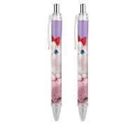 ERSTSNCK Blue-Eyed Cat Black Ballpoint Pens Fine Point (0.5mm) Black Ink Pen Retractable Ball Point Pens with Comfortable Full Grip for Journaling, And Office Writing Ideal 2 PCS