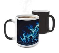 ERSTSNCK Blue Flame Color Changing Mug Heat Changing Coffee Mug Funny Magic Cup Heat Sensitive Travel Mugs Novelty Coffee Cups Personalized Customized Gift for Men Women 11 Oz