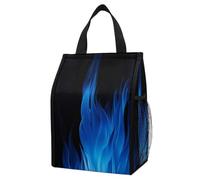 ERSTSNCK Blue Flame Insulated Lunch Bag Leakproof Insulated Cooler Bags Reusable Cooler Tote Foldable Lunchbox for Adult Women Men for Work Travel Picnic
