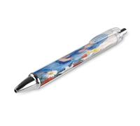 ERSTSNCK Blue Girl And Flowers Black Ballpoint Pens Fine Point (0.5mm) Black Ink Pen Retractable Ball Point Pens with Comfortable Full Grip for Journaling, And Office Writing Ideal 1 PCS