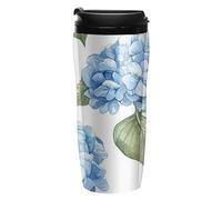 ERSTSNCK Blue Hydrangea Pattern 12 Oz Travel Coffee Mug Vacuum Insulated Travel Mug Leakproof Cup with Lid Reusable Coffee Tumbler for Hot And Cold Drinks, Gift for Men And Women
