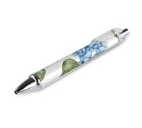 ERSTSNCK Blue Hydrangea Pattern Black Ballpoint Pens Fine Point (0.5mm) Black Ink Pen Retractable Ball Point Pens with Comfortable Full Grip for Journaling, And Office Writing Ideal 1 PCS