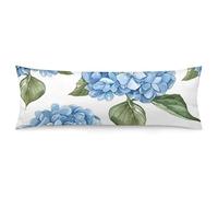 ERSTSNCK Blue Hydrangea Pattern Body Pillow Pillowcase 20"x54" Lumbar Throw Pillow Covers with Hidden Zipper Breathable & Cozy Full Long Bodypillow Case Cover for Sleeping Bedroom Couch Sofa Decor