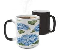 ERSTSNCK Blue Hydrangea Pattern Color Changing Mug Heat Changing Coffee Mug Funny Magic Cup Heat Sensitive Travel Mugs Novelty Coffee Cups Personalized Customized Gift for Men Women 11 Oz