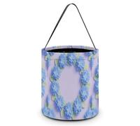 ERSTSNCK Blue Hydrangea Pattern Halloween Candy Buckets Reusable Tote Candy Bag - Trick Or Treat Goody Bag with Handles