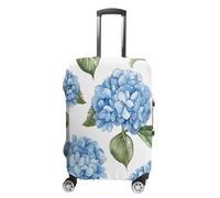 ERSTSNCK Blue Hydrangea Pattern Luggage Suitcase Covers Elastic Washable Cute Luggage Protector Travel Suitcase Protective Cover For Adult (Fit 19-32 Inch Luggages), white, L, Blue Hydrangea Pattern