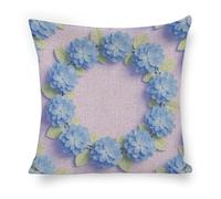 ERSTSNCK Blue Hydrangea Pattern Pillow Covers 18"x18" Linen Throw Pillow Covers - Double Sided Decorative Square Cushion Cases for Sofa, Bed, Chair (No Insert Included)