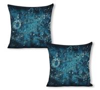 ERSTSNCK Blue Musical Notes Pillow Covers 18"x18"（2pcs） Linen Throw Pillow Covers - Double Sided Decorative Square Cushion Cases for Sofa, Bed, Chair (No Insert Included)