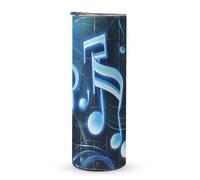 ERSTSNCK Blue Musical Notes Tumbler with Lid And Straw, 20 Oz Slim Stainless Steel Water Bottle Travel Coffee Mug Double Wall Insulated Cup Gifts for Women Men