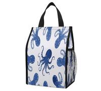 ERSTSNCK Blue Octopus Insulated Lunch Bag Leakproof Insulated Cooler Bags Reusable Cooler Tote Foldable Lunchbox for Adult Women Men for Work Travel Picnic