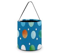 ERSTSNCK Blue Polka Dot Halloween Candy Buckets Reusable Tote Candy Bag - Trick Or Treat Goody Bag with Handles
