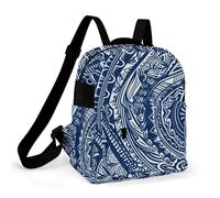 ERSTSNCK Blue Polynesian Maori Tribal Pattern Small Backpack for Women Mini Backpack Purse Travel Fashion Roomy Shoulder Handbag