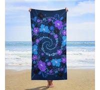 ERSTSNCK Blue - Purple - Black Floral Beach Towel Oversized 31" X 63" Absorbent Towels Quick Dry Pool Towel Lightweight Bath Towels Sandproof Beach Blanket for Gym Swimming Sports Travel Gifts