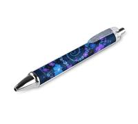 ERSTSNCK Blue - Purple - Black Floral Black Ballpoint Pens Fine Point (0.5mm) Black Ink Pen Retractable Ball Point Pens with Comfortable Full Grip for Journaling, And Office Writing Ideal 1 PCS