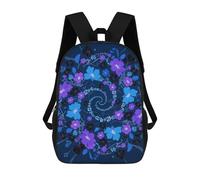 ERSTSNCK Blue - Purple - Black Floral Laptop Backpack for Travel Work Cute Bookbag Computer Backpack Casual Daypack