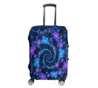ERSTSNCK Blue - Purple - Black Floral Luggage Suitcase Covers Elastic Washable Cute Luggage Protector Travel Suitcase Protective Cover For Adult (Fit 19-32 Inch Luggages), white, Small, Blue - Purple