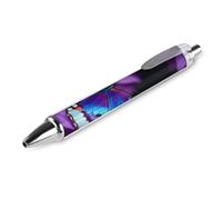 ERSTSNCK Blue Purple Butterfly Black Ballpoint Pens Fine Point (0.5mm) Black Ink Pen Retractable Ball Point Pens with Comfortable Full Grip for Journaling, And Office Writing Ideal 1 PCS