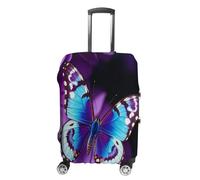 ERSTSNCK Blue Purple Butterfly Luggage Suitcase Covers Elastic Washable Cute Luggage Protector Travel Suitcase Protective Cover For Adult (Fit 19-32 Inch Luggages) X-Large, white, XL, Blue Purple