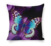 ERSTSNCK Blue Purple Butterfly Pillow Covers 18"x18" Linen Throw Pillow Covers - Double Sided Decorative Square Cushion Cases for Sofa, Bed, Chair (No Insert Included)