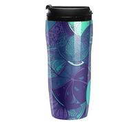 ERSTSNCK Blue Teal Lemon 12 Oz Travel Coffee Mug Vacuum Insulated Travel Mug Leakproof Cup with Lid Reusable Coffee Tumbler for Hot And Cold Drinks, Gift for Men And Women
