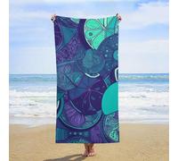 ERSTSNCK Blue Teal Lemon Beach Towel Oversized 31" X 63" Absorbent Towels Quick Dry Pool Towel Lightweight Bath Towels Sandproof Beach Blanket for Gym Swimming Sports Travel Gifts