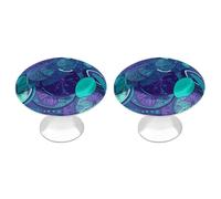 ERSTSNCK Blue Teal Lemon Cabinet Knobs, 2-Pack Silver Stainless Steel Drawer Pulls with Screws, Elegant Hardware for Dressers, Kitchen,Cabinets & Desks