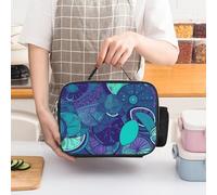 ERSTSNCK Blue Teal Lemon Insulated Lunch Bag for Women Lunch Box Large Capacity, Leakproof Tote with Detachable Handles- 5-Hour Cold/Hot Retention Cooler Bag for Office, Picnic, Camping