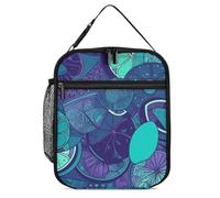 ERSTSNCK Blue Teal Lemon Lunch Bag for Adults Reusable Insulated Lunchbox Leakproof Small Lunch Box Tote for Men & Women Portable Food Cooler Bag for Work, Office, Picnics