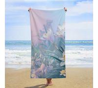 ERSTSNCK Blue to Peach Gradient Beach Towel Oversized 31" X 63" Absorbent Towels Quick Dry Pool Towel Lightweight Bath Towels Sandproof Beach Blanket for Gym Swimming Sports Travel Gifts
