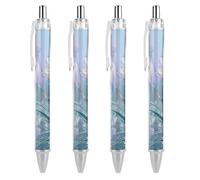 ERSTSNCK Blue to Peach Gradient Black Ballpoint Pens Fine Point (0.5mm) Black Ink Pen Retractable Ball Point Pens with Comfortable Full Grip for Journaling, And Office Writing Ideal 4 PCS