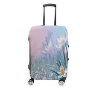 ERSTSNCK Blue to Peach Gradient Luggage Suitcase Covers Elastic Washable Cute Luggage Protector Travel Suitcase Protective Cover For Adult (Fit 19-32 Inch Luggages) X-Large, white, L, Blue to Peach