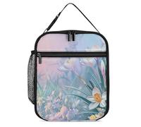 ERSTSNCK Blue to Peach Gradient Lunch Bag for Adults Reusable Insulated Lunchbox Leakproof Small Lunch Box Tote for Men & Women Portable Food Cooler Bag for Work, Office, Picnics