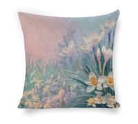 ERSTSNCK Blue to Peach Gradient Pillow Covers 18"x18" Linen Throw Pillow Covers - Double Sided Decorative Square Cushion Cases for Sofa, Bed, Chair (No Insert Included)