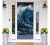 ERSTSNCK Blue Wave Painting Door Banners for Front Doors, Spring Summer Decorative Door Cover Welcome Porch Banner Decoration Hanging Wall Background for Party Supplies Indoor Outdoor Home Decor