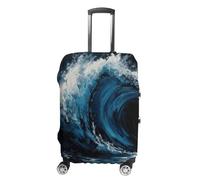 ERSTSNCK Blue Wave Painting Luggage Suitcase Covers Elastic Washable Cute Luggage Protector Travel Suitcase Protective Cover For Adult (Fit 19-32 Inch Luggages) X-Large, white, L, Blue Wave Painting