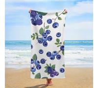 ERSTSNCK Blueberries with Leaves Beach Towel Oversized 31" X 63" Absorbent Towels Quick Dry Pool Towel Lightweight Bath Towels Sandproof Beach Blanket for Gym Swimming Sports Travel Gifts