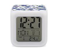 ERSTSNCK Blueberries with Leaves Night Light Alarm Clock LED Display Alarms for Bedroom Smart Digital Alarm Clock Wtih 7 Colorful Ambient Lights Sleep Timer for Heavy Sleepers Simple Operation