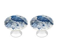 ERSTSNCK Bluebird and Flowers Cabinet Knobs 2-Pack Silver Stainless Steel Drawer Pulls with Screws Elegant Hardware for Dressers Kitchen Cabinets & Desks